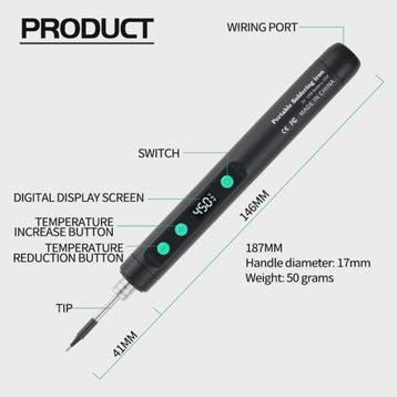 15W USB Slimme Soldeerbout Set met Temperatuurregeling en Ty, Verzenden, Nieuw
