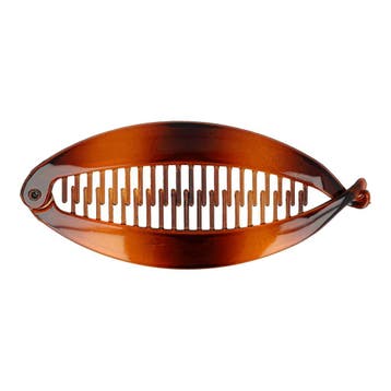 Haarspeld bananenklem - Staartklem basic glans 14cm - Bruin, Nieuw