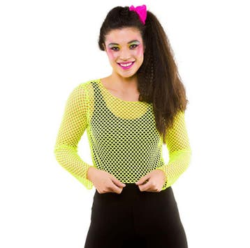 Visnet croptop neon geel, Verzenden, Nieuw, Feestartikel