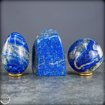 Natuurlijk Lapis Lazuli-set – Ei, Bol en Vrije Vorm Een