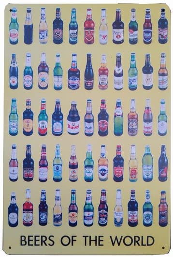Beers of the world reclamebord, Verzamelen, Merken en Reclamevoorwerpen, Ophalen of Verzenden, Nieuw