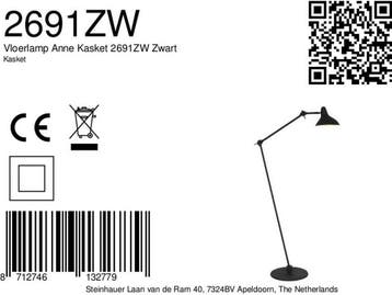Anne Light & home Kasket - Vloerlamp - Dimbaar - Zwart, Verzenden, Nieuw