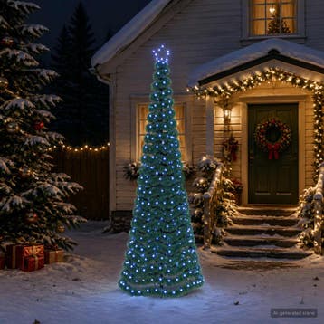 vidaXL Led-kerstboom met tinsel en grondpen EKENAS 250 cm, Diversen, Verzenden, Nieuw