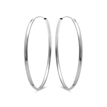 zilveren creolen oorringen 50 mm ovale buis 2,8mm, Verzenden, Nieuw, Zilver