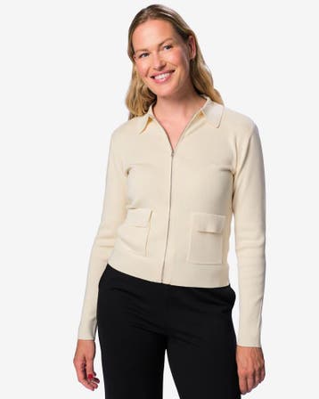 HEMA Damesvest Ivory gebreid gebroken wit, Verzenden, Nieuw