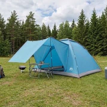 vidaXL Kamperen tent 6-persoons Blauw Polyester en staal, Verzenden, Nieuw, Tot en met 2