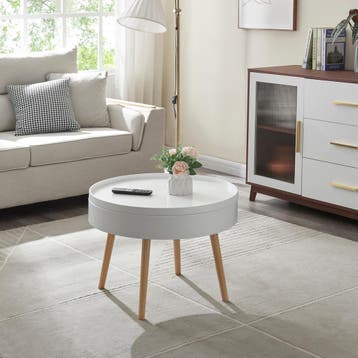 Salontafel Bongard 45xØ60 cm wit en naturel [en.casa], Huis en Inrichting, Tafels | Salontafels, Verzenden, Nieuw