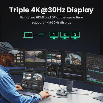 UGREEN 8-in-1 USB-C Hub: Triple 4K Display, 10Gbps, 100W PD, Verzenden, Nieuw