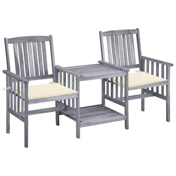 vidaXL Tuinstoelen met tafeltje en kussens massief, Verzenden, Nieuw, Hardhout, Tuinset