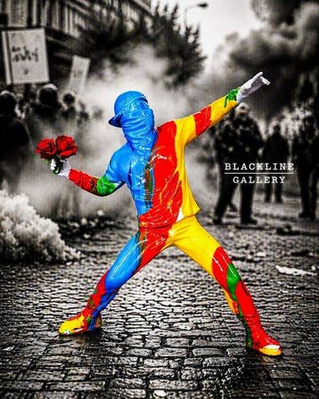 BlackLine Gallery - Beeldje - Flower Thrower - 23cm - Banksy
