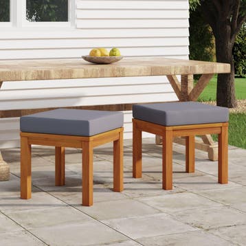 vidaXL Tuinkrukjes 2 st met kussens 40x40x34 cm massief, Verzenden, Nieuw, Hardhout