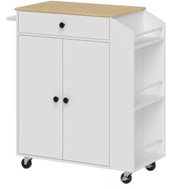 Keukeneiland met Lade en Kruidenrek – Wit op Wielen 82 cm, Huis en Inrichting, Keuken | Keukenelementen, Verzenden, Nieuw