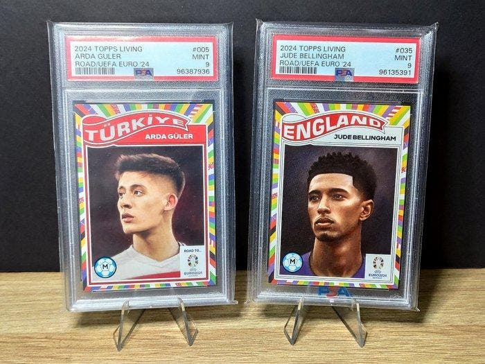 Lot 2x Topps Living Euro 24 - Arda Guler - Bellingham - PSA, Verzamelen, Stickers