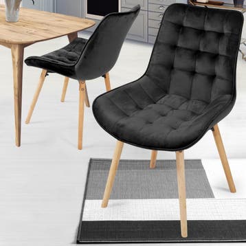 Eetkamerstoelen - Set van 2 - Fluweel - Zwart - MIADOMODO®, Huis en Inrichting, Verzenden, Zo goed als nieuw