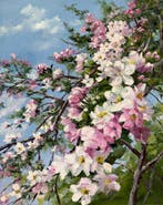 Irina Alex (1961) - Pommier en fleurs, Antiek en Kunst