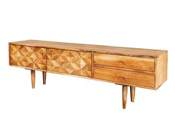 Massief houten tv-meubel ALPINE 145 cm natuurlijke acacia, Ophalen of Verzenden, Nieuw