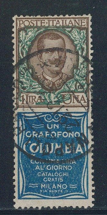 Koninkrijk Italië - Advertenties, 1 lira Columbia nr. 19., Gestempeld