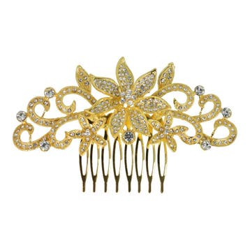 Haarspeld Sierkam Opsteekkam 11cm - Bloemvorm - Strass, Nieuw