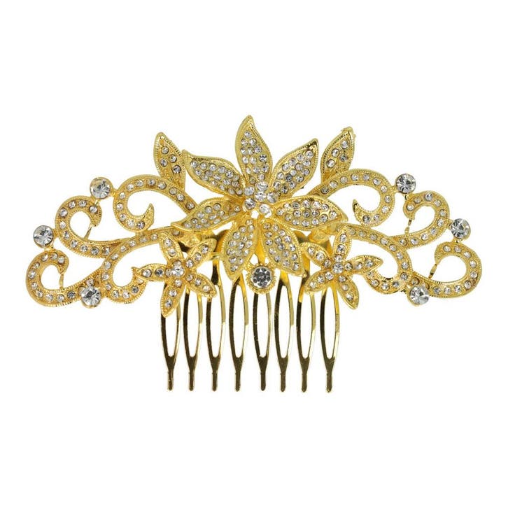 Haarspeld Sierkam Opsteekkam 11cm - Bloemvorm - Strass, Sieraden, Tassen en Uiterlijk, Uiterlijk | Haarverzorging