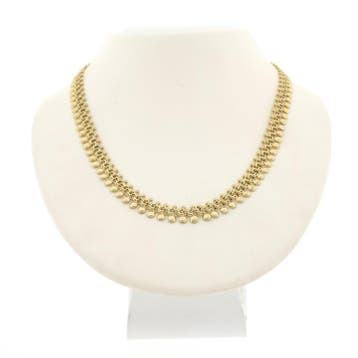 Gouden fantasie schakelcollier (Ketting), Ophalen of Verzenden, Gebruikt, Goud, Goud