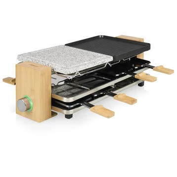 Steengrill & Raclette 8 pers. | Bamboe | Tweedekansje OP=OP, Ophalen of Verzenden, Zo goed als nieuw, Elektrisch, Fondueset