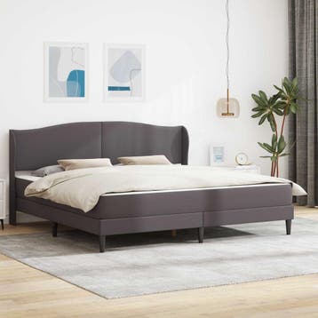 vidaXL Bedframe met hoofdeinde Grijs 200 x 200 cm Kunstleer, Huis en Inrichting, Slaapkamer | Bedden, Verzenden, Nieuw, Grijs