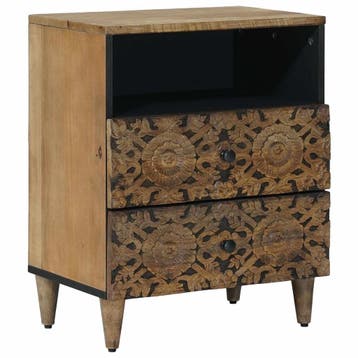 vidaXL Bed kast Bruin 50 x 33 x 60 cm Massief Mango Hout, Minder dan 45 cm, Verzenden, Nieuw, 55 tot 70 cm