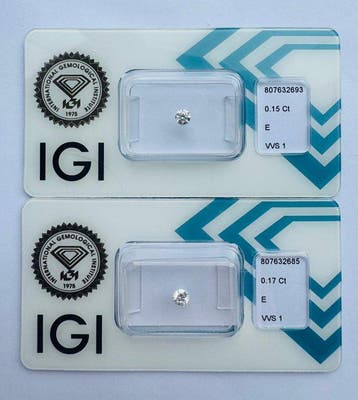 Zonder minimumprijs - 2 pcs Diamant (Natuurlijk) - 0.32 ct -, Sieraden, Tassen en Uiterlijk, Edelstenen, Nieuw