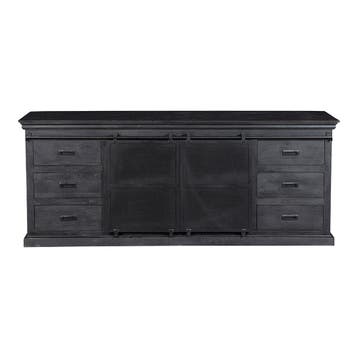 Dressoir Mangohout Milan 220 Zwart, Verzenden, Nieuw, Overige houtsoorten, Industriële meubels
