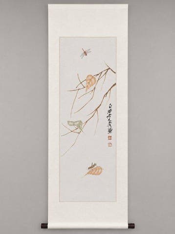 INK AND COLOR ON PAPER PAINTING Plants and insects - Chinese