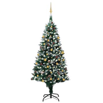 vidaXL Kunstkerstboom met LED en kerstballen en dennenappels, Verzenden, Nieuw