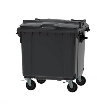 Afvalcontainer 4 wiel 1100 liter grijs met grijze split lid, Verzenden, Nieuw