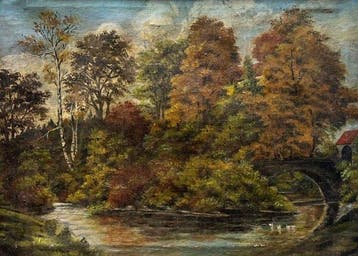F. Schultz (XIX-XX) - Herbstlandschaft am Stadtrand