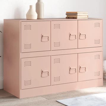 vidaXL Dressoir 99x39x73 cm staal roze, Huis en Inrichting, Verzenden, Nieuw, 50 tot 100 cm, Metaal