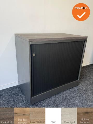 Roldeurkast - Ahrend - 74x80x45cm - antracietgrijs met zwart, Werkplek, Ophalen of Verzenden, Gebruikt, Kast