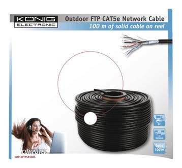 König - Internetkabel FTP Cat5e Buitengebruik - zwart -..., Verzenden, Nieuw