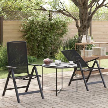 vidaXL Recliner Tuinstoelen 2 st Zwart Textileen, Tuin en Terras, Tuinstoelen, Verzenden, Nieuw, Textileen