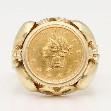 Ring - 14 karaat Geel goud - One dollar, Nieuw
