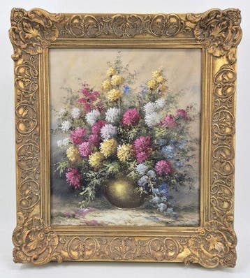 Duitse school (XX) - Blumenstillleben, Antiek en Kunst