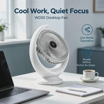 Draagbare USB Bureauventilator WD50 - Stil, Oplaadbaar met 3, Auto-onderdelen, Verzenden, Nieuw