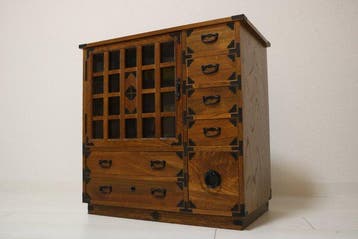 Japanse Karakuri Tansu-kast – kist van zelkova-hout met