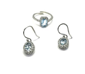 Zonder minimumprijs - 2-delige sieradenset Zilver - 3.30ct.
