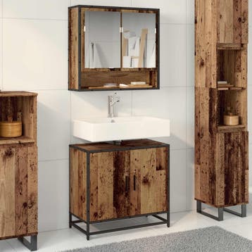 vidaXL Badkamer wastafelkast Oud Hout 65 x 33 x 60 cm, Verzenden, Nieuw, Wastafelkast