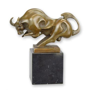 sculptuur, Beautiful Modernist Bronze Sculpture of a Bull –
