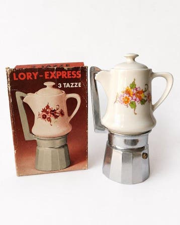 Caffettiera Vintage Lory-Express 3 Tazze in Alluminio e