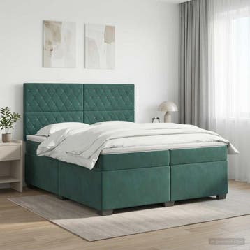 vidaXL Boxspringbed met matras Donkergroen 200 x 200 cm, Verzenden, Stof, Groen, Nieuw