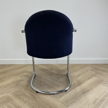 Lande Cole vergaderstoel,  donker blauw - chroom, Ophalen of Verzenden, Gebruikt, Stof, Eén
