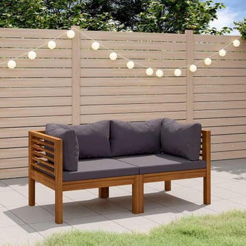 vidaXL Tuinbank 2-zits met kussen massief acaciahout, Tuin en Terras, Verzenden, Nieuw, Hardhout