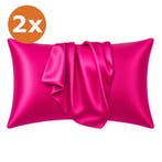 2 STUKS - Satijnen kussensloop Fuchsia 60 x 70 cm hoofdkusse, Ophalen of Verzenden, Nieuw