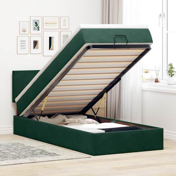 vidaXL Bed poef met matras en LEDs 90x200 cm fluweel, 90 cm, Eenpersoons, Verzenden, Nieuw